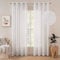 MIULEE Vorhang Gardine 2er Set Voile Vorhänge Sheer Leinenvorhang Dekoschal mit Ösen transparent Farbverlauf Ösenschal für Schlafzimmer 140x215 cm (B x H) Reines Weiß