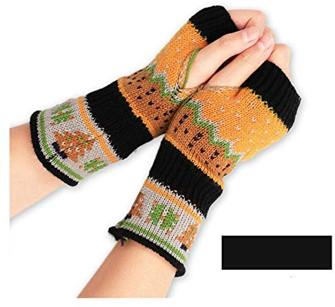 JBIVWW Weihnachten Gestrickte Arm Fingerlose Wärmer Handschuhe Winterhandschuhe Unisex Weiches Warmfreund (Color : Black, Gloves Size : One Size)