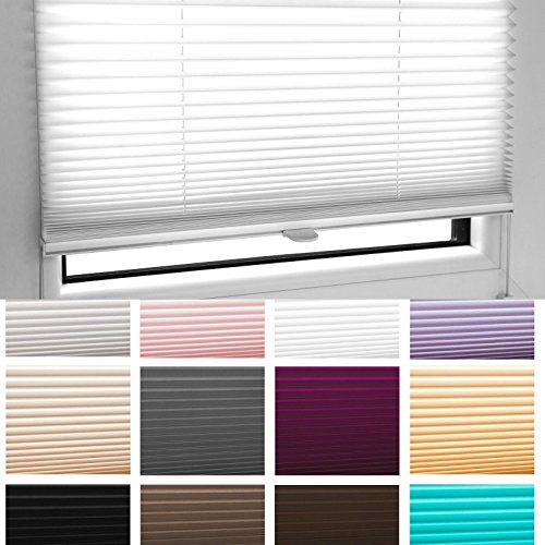 PLISSEE FALTROLLO Jalousie INKL. KLEMMTRÄGER Weiss Sand Mocca Beere Schwarz Anthrazit Türkis ROSA LILA HELLGRAU BEIGE Schokobraun - MEGA Auswahl im Shop - 80 Breiten - 12 Farben (rosa, 35x120 cm)