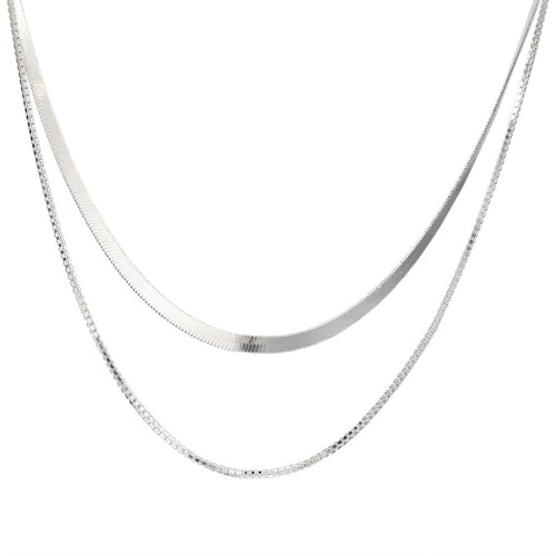 NicoWerk Damen Silberkette Schlicht aus 925 Sterling Silber Doppelreihig Edel Glänzend SKE593