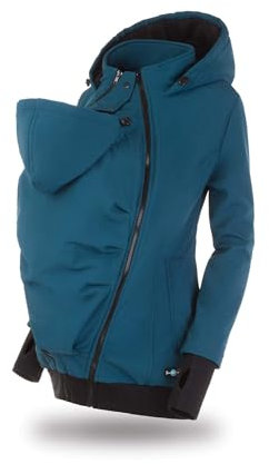 fun2bemum EVEREST BACK/FRONT Softshell Jacke,Tragejacke, Babytragejacke,Schwangerschaftsjacke PETROL (L)
