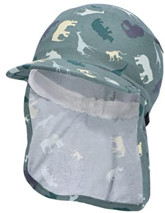 Sterntaler Baby Jungen Schirmmütze Baby Schirmmütze Nackenschutz Safari - Schirmmütze Baby, Baby Mützen - aus Baumwolle - dunkelgrün, 49