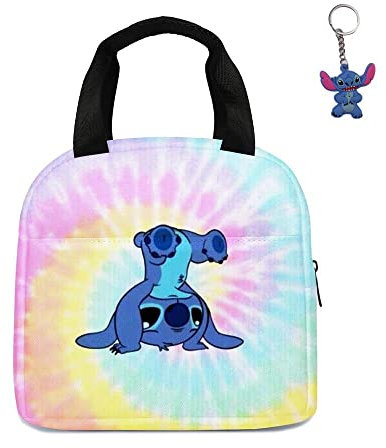 GDFENDU Bolsa de almuerzo de anime con llavero, bonita lonchera portátil con aislamiento, bolsa térmica para adolescentes y estudiantes (A)