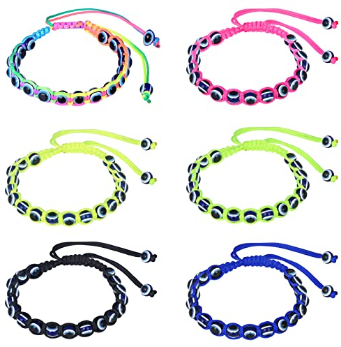 Feilok 6 Stück Armband Damen Armbänder Set Verstellbar Geflochten Böses Auge Teufelsauge Armkette Freundschaftsarmband Geschenk für Frauen Mädchen