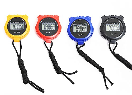 VOANZO Lot de 4 chronomètres de sport avec fonction date, heure et alarme, grand écran, résistant aux chocs, étanche, pour natation, course à pied, entraînement sportif