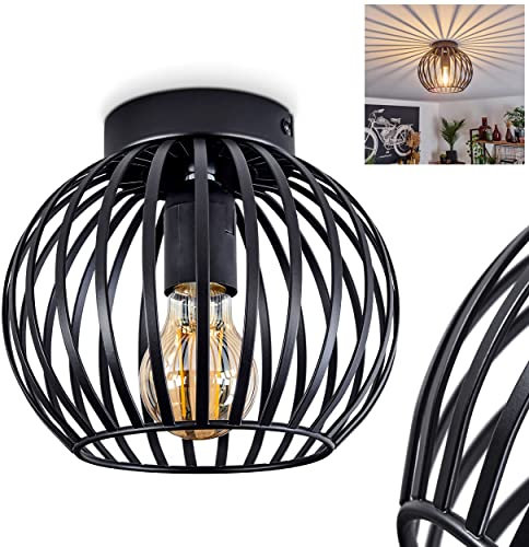 Deckenleuchte Oravi moderne Deckenlampe aus Metall in Schwarz, Leuchte im modernen Design mit Lichteffekt, ø20 cm, 1-flammig, 1 x E27, ohne Leuchtmittel