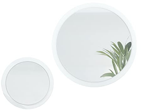 Vladon Spiegel Globe Set 50 und 80 cm, Made in Germany, 2 dekorative runde Wandspiegel für Flur und Wohnzimmer mit MDF-Rahmen in Weiß matt