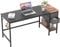 HOMIDEC Computer Desk with drawer, Office Work Desk for student and worker, Writing Desk Laptop Table, Modern Style Desks with Headphone Hook, Black and Vintage, 140cm