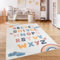 Paco Home Teppich Kinderzimmer Kinderteppich Spielteppich Kurzflor rutschfest Krone Herzen Punkte Sonne Regenbogen Buchstaben, Grösse:160x220 cm, Farbe:Bunt
