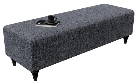 Gozos Palencia Sitzgruppe Series Sitzhocker | Hochwertig Pouf besteht aus Dicht gewebter Leinenstoff | Wohnzimmermöbel Dekorative und Comfortable Fußhocker | Relaxhcoker | 160 x 52 x 42 cm | Grau