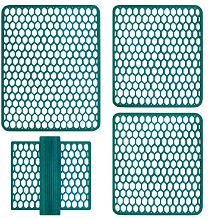 Juego de alfombras para fregadero, 4 piezas, salvavidas, escurridor, escurridor de colores, goma (petróleo)