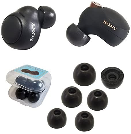 Luckvan Memory Foam Ear Tips for Sony WF-C700N/LinkBuds S/WF-C500 Earbuds Tips WF-1000XM4/WF-1000XM5 Replacement Tips Sony Earbuds Charging Case 3 Pairs LMS Black