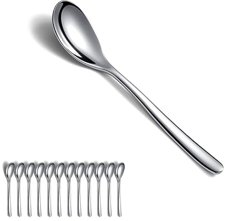 Kyraton Cucharillas de café 12 piezas de 14cm, cuchara de té de acero inoxidable, cuchara de postre, cucharas de mocca para el hogar, restaurante, hotel, apto para lavavajillas