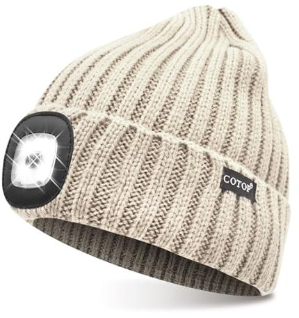 COTOP Gorro con LED, Regalo Unisex para Hombres y Mujeres, Invierno Cálido Manos Libres Iluminado para Correr, Camping, Senderismo, Actividades Nocturnas