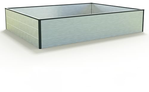 GFP HALFSIZE Aluminium Hochbeet - Platzsparendes & Stabiles Gartenbeet in Aluminium eloxiert - 195 x 150 x 39 cm - Ideales halbhohes Modell für Familien-Gartenspaß