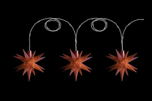 DecoTrend GmbH Sterntaler Sternenkette | Baby-Sternenkette | 3 Sterne | 18 Zacker | Rot | 8cm | Innen | LED | Batterie | mit Timer