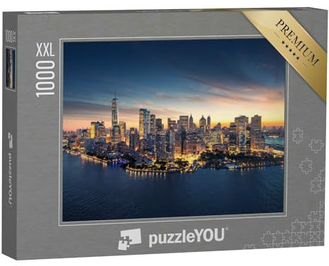 Puzzle 1000 Teile XXL „Skyline von New York im Sonnenaufgang, New York, USA“ – aus der Puzzle-Kollektion USA, Städte, Skylines, New York, Wolkenkratzer, Skyline Manhattan
