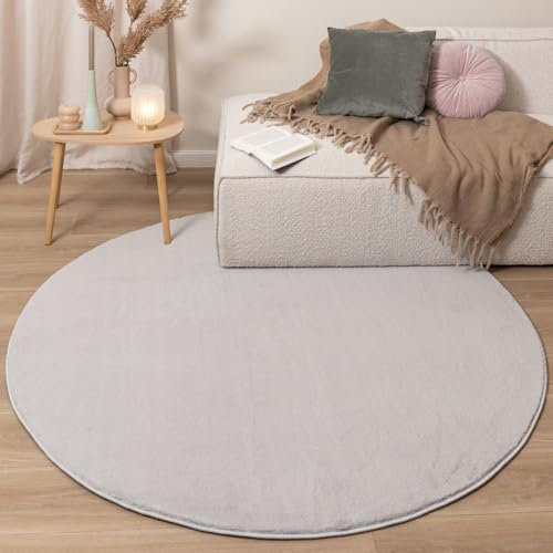 FRAAI | Home & Living Waschbarer Teppich Rund - Vivid Grau - Polypropylen - Kurzflor - Einfarbig - Waschbar in Waschmaschine - Modern - Wohnzimmer, Esszimmer, Kinderzimmer, Schlafzimmer - Carpet