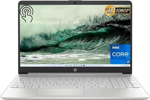 HP 15.6 Full HD Touchscreen Laptop, 16GB RAM, 1TB SSD Storage, Intel Core i7-1255U Processor up to 4.7GHz, Long Battery Life, HD Camera, HDMI, Windows 11, Natural Silver, W/GaLiMu