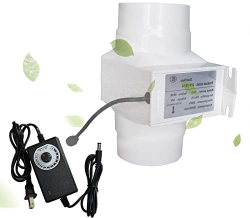 3In 57CFM Inline Duct Greenhouse Fan 12V Bathroom Micro Tube Booster Fans 14W Kitchens Small Duct Fan for Basements Attics Pet Bathroom (Color : Adjustable Speed)