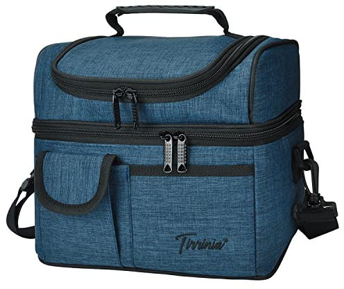 Kato Tirrinia Insulated Cool Bag Lunch Box for Men and Women, Leakproof Lunch Box with Compartment for Adults at Work School Picnic Camping, with Shoulder Strap and Front Pocket,10L Blue