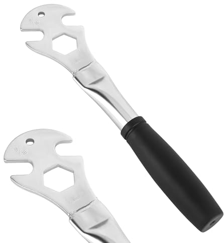 RUCUDIM Pedalschlüssel Fahrrad15mm/24mm, 9/16 Zoll Konusschlüssel Schraubenschlüssel mit Extra Langem Griff für Fahrrad Pedale Vor der und Hinterachse