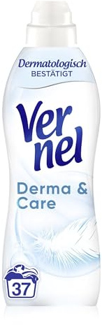 Vernel Derma & Care Weichspüler (39 Waschladungen), hypoallergener & speziell für sensible Haut entwickelter Wäscheduft sorgt für unwiderstehliche Weichheit, recycelbar