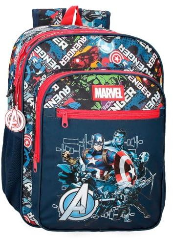 Marvel Joumma Avengers Legendary Schulrucksack für Kinder, aus Polyester, breite und verstellbare Träger, die sich anpassen, Fronttasche., blau, Schulrucksack