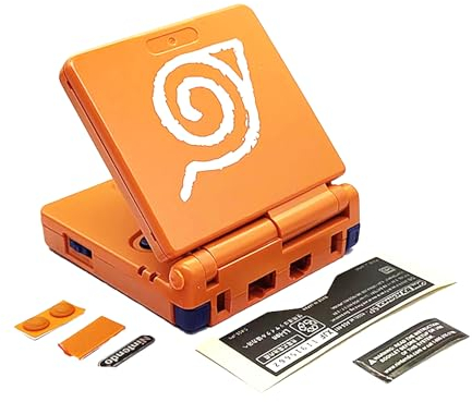 Valley Of The Sun GBA SP Gehäuse Schalen Orange Ersatz für Gameboy Advance GBA SP Spielekonsole DIY für Naru-to Edition Außenabdeckung Gehäuse + Tasten, Pads, Stecker, Aufkleber, Vollschrauben-Set