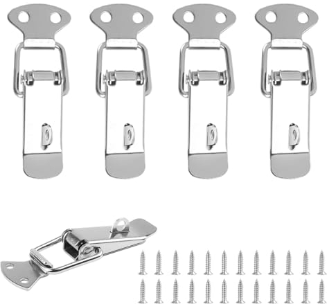 Ruayia 4 Stück Spannverschluss Edelstahl, Spannverschluss 56mm mit 24 Schrauben, Kistenverschluss, Hebelverschluss, Kappenschloss, Spannverschluss Klein für Kisten, Schubladen, Schränke