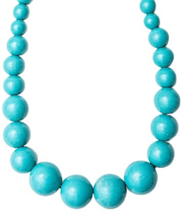 Heritage Hues Chunky Wooden Bead Unisex Necklace 80cm – Statement design - Light Blue