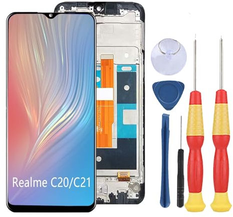 SiuVorZhi Pantalla LCD compatible con OPPO Realme C20 RMX3063/Realme C21 RMX3201 Pantalla LCD táctil Piezas de repuesto con herramientas.