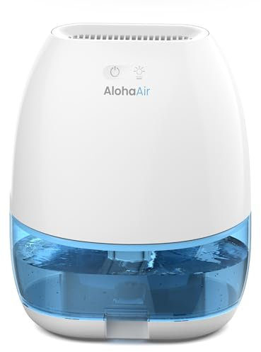AlohaAir Dehumidifiers for Home, 34 oz Small Dehumidifier for Room, Quiet Dehumidifiers for Bathroom, Bedroom, RV, Closet with Auto Shut Off, 7 Colors Night Light