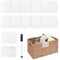 ktxaby 12Pcs Basket Label,White Removable PVC Clip On Labels,Shelf Labels Clips with Black Marker, Pantry Labels Bin Clips Labels for Storage Bins Label Holders