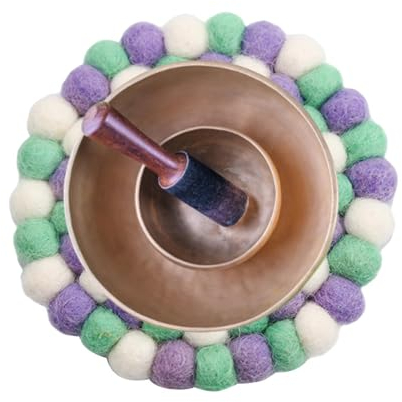 Klangschalenkissen - Tibetische Schüssel Buntes Rundes Wollkissen - 4 Zoll Buddhistisches Klangschalen-Pad, Handgefertigt Für -Heimdekoration, Yoga-Meditationszubehör