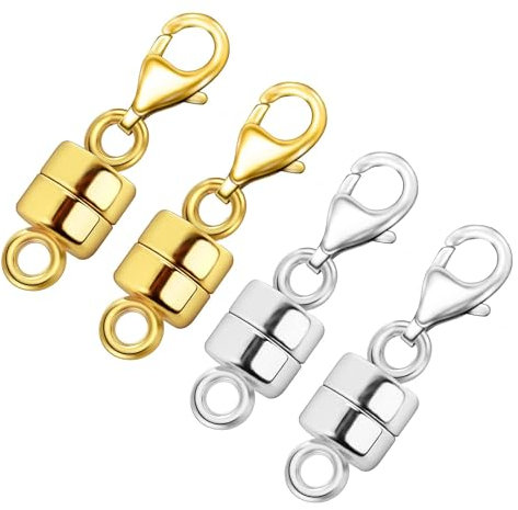 Yeomju 4 Stück Magnet Kettenverschluss, Magnetische Kette Karabinerverschluss Magnetische Kette Karabinerverschluss Für Halskette Armband DIY Kettenverschluss Schmuck