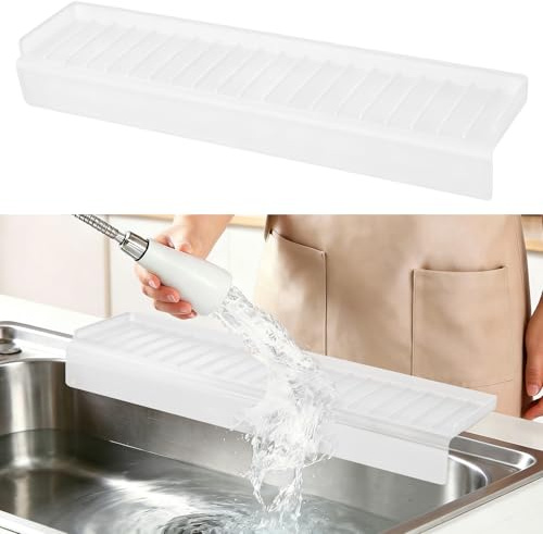 Lioush Silicon Sink Edge Protectors, Kitchen Sink Splash Guard, Quartz, Granite, Bathtub Splash Guard, White, Silicone, Solid