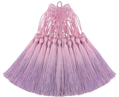 50 Stück Quasten Anhänger mit Farbverlauf für Lesezeichen-Rosa Violett | 13cm Quaste Zubehör für Anhänger Schmuckherstellung DIY Bastelzubehör Schlüsselanhänger Zubehör Kleiderdekoration