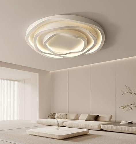 DDYY Dimmbar LED Deckenleuchte mit Fernbedienung 3000K-6000K Modern Weiß Deckenlampe Schlafzimmer Rose Blume Formgestaltung Deckenlicht 70w Hohe Helligkeit Schlafzimmerleuchte