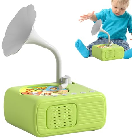Grammophon Spielzeug für Kinder, Musikspieler von Geschichten für Kinder - Tragbarer Grammophon Geschichtenleser mit 96 Karten | Vintage Interaktives Spielzeug für Kinder, Lernspielzeug p