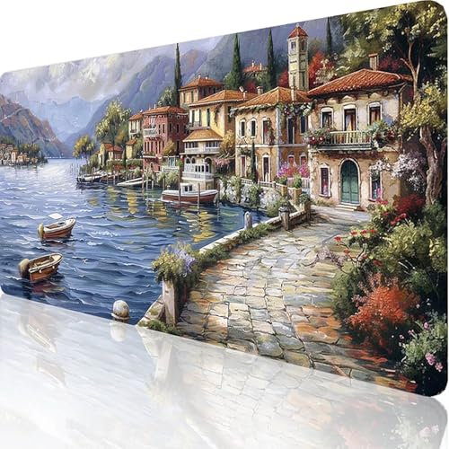 Gelb Mauspad XXL 800x300x3mm, Groß Gaming Mauspad Tier, Vernähte Kanten, Wasserdicht und Rutsch Mousepad PC Laptop verbessert Präzision und für Office Schreibtischunterlage/Tischunterlage E-F-N
