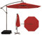COSTWAY Parasol Déporté 3 x 3M, Grand Parasol de Jardin Extérieur Lumineux Solaire avec 2 Sacs de Sable, Base Croisée, Parasol Inclinable avec Manivelle, pour Balcon Jardin Terrasse Plage (Rouge)