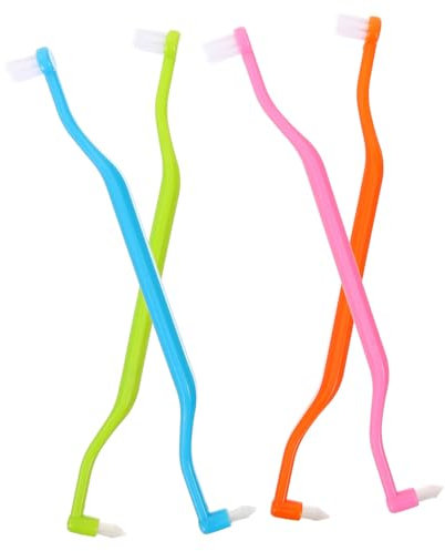 CANIGHT 4 pezzi Spazzolini Denti Due Lati Interdentale per Orale per Denti con Apparecchi Colori Blu Verde e Rosa
