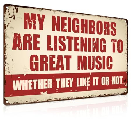 Music Gifts for Men,Funny Metal Signs Gift for Music Lovers Man Cave Bar | Heavy Metal Gift for Guitarist DJ Players Neighbours Garage Old Room Decoration Unusual Art Sign,Halloween Christmas Presents