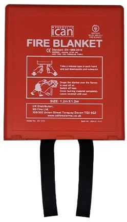 Ican PRODUCTS Hardcase BSI Kitemarked Fire Blanket 1.2m x 1.2m – Certified to BS EN 1869:2019 – Premium Glass Fibre Emergency Fire Blanket, Wall-Mountable – Home, Kitchen & Workplace Fire Safety