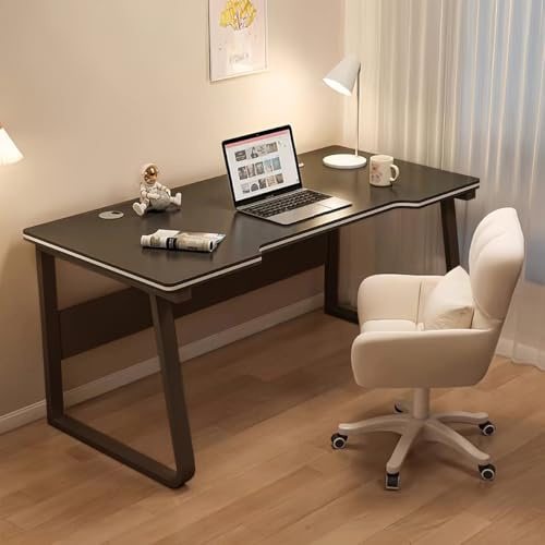 WXJHL Bureau Gamer Bureau d'Ordinateur Table Écriture Étudiant Art Style Moderne Simple Bureau PC Bois pour Maison, Bureau (Noir, 120x60cm)