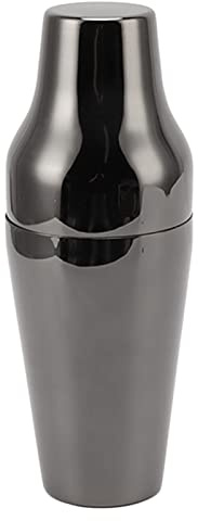 Shaker à cocktail en acier inoxydable de style français, 2 sections, mélangeur à Martini, shaker à boisson pour bar, maison, camping, pique-nique, acier inoxydable 304 durable, (Noir éblouissant)