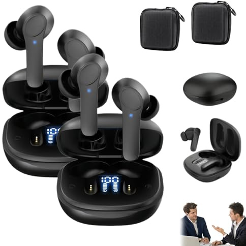 Zivera Airlingo - Ki-Kopfhörer mit Direktem Übersetzer, Ki Kopfhörer mit Echtzeit Übersetzung, Translator Earbuds für Ios/Android, Unterstützt 144 Sprachen & Fingerabdruck-Touch(Schwarz+Schwarz)