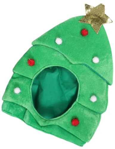 SEWACC Gorro de Árbol de Navidad Unisex de Peluche Verde Diseño Festivo Cómodo para Fiestas Navideñas y Ocasiones Festivas Obsequios