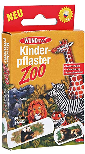 Chemoplast Kinderpflaster Zoo - Tiere # 10 Stück (in 2 verschiedenen Größen) # Hautfreundlich # Wasserabweisend # Luftdurchlässig # klinisch getestet - dermatologisch bestätigt
